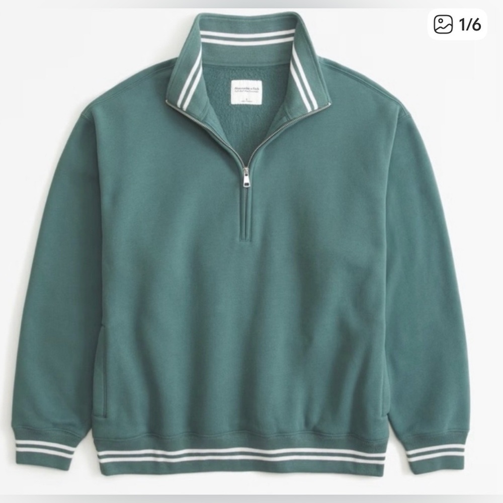 Abercrombie And Fitch Sunday Vintage Essential Green Half-Zip Sweater Large